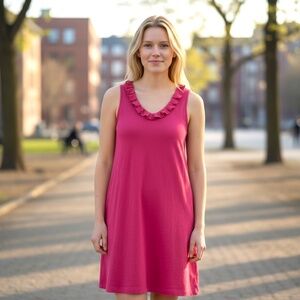 Talbots Cardinal Red Ruffle Dress size S‎